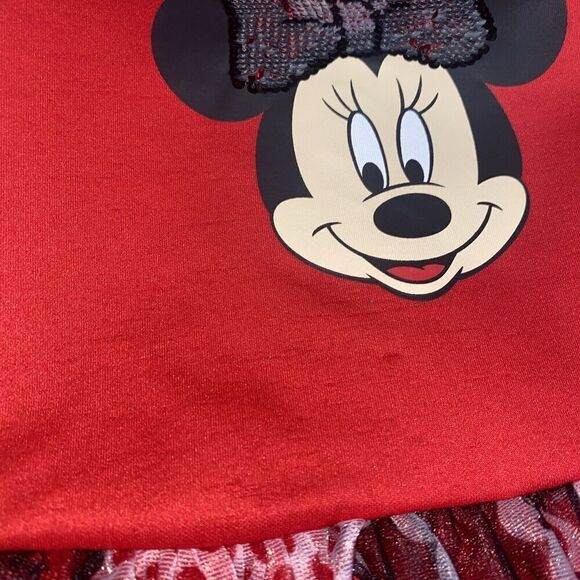 Disney Minnie Mouse Party Dress Red Black Tulle Sequins Hood Child Size S 6/6x - Picture 5 of 10